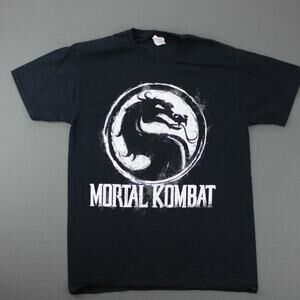Mortal Kombat T-Shirt Men’s Medium Black Dragon Graphic Gamer Tee